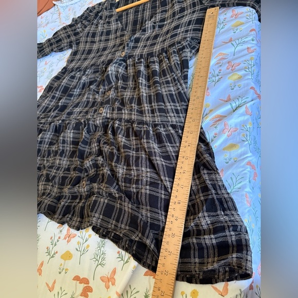 Urban Outfitters check tiered mini dress oversized long sleeve size small - Picture 6 of 12
